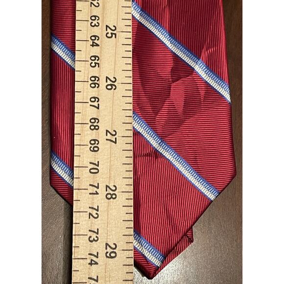 Jos. A. Bank Red Blue Hand Made Repp 100% Silk Men’s Neck Tie Made In China - Picture 5 of 9